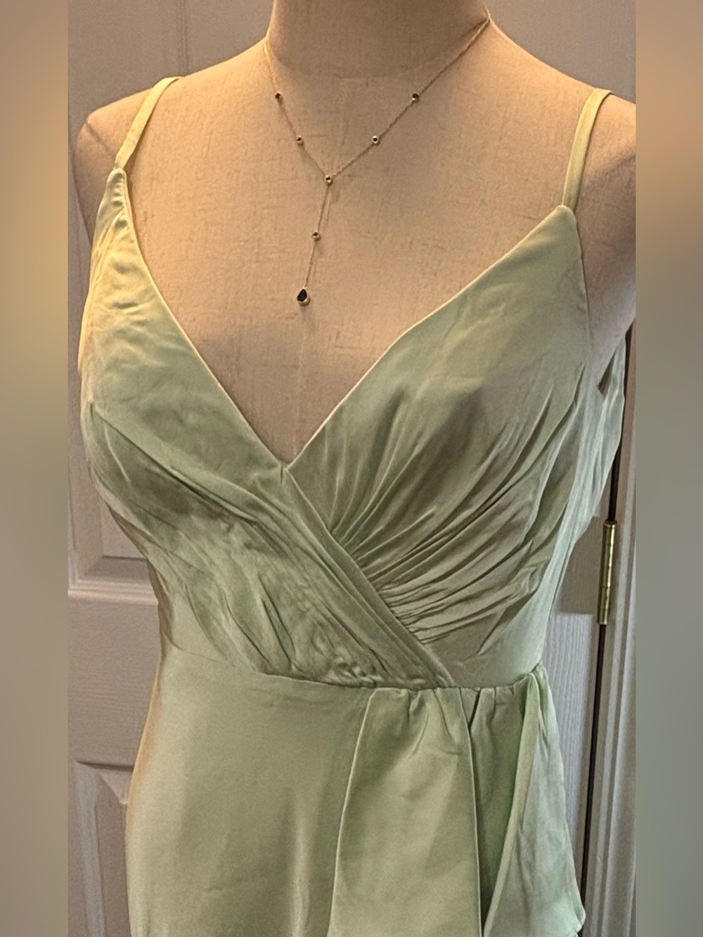 IEENA For Mac Duggal Pistachio Green Ruffle Asymmetrical Satin Eve Gown #67815 - Picture 4 of 13